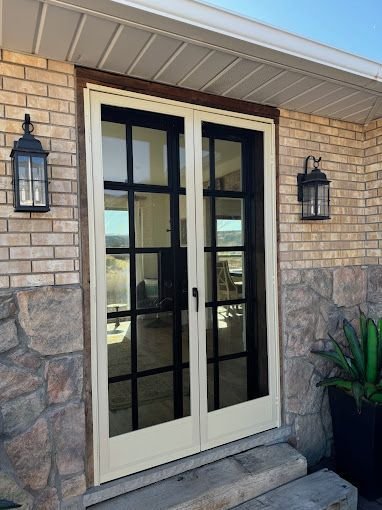 French swing doors with screens